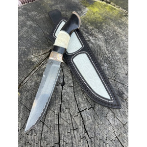 БІЛИЙ ВОВК ІІ ніж ручної роботи майстра ВАСИЛЬ ДЯЧИК, сталь CPM 121 REX в нержавіючому дамаску, 68 HRC. Photo 2